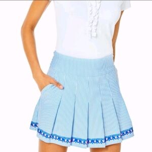 Lilly Pulitzer Luxletic UPF 50+ Priska Skort in Blue Peri Performance Seersucker